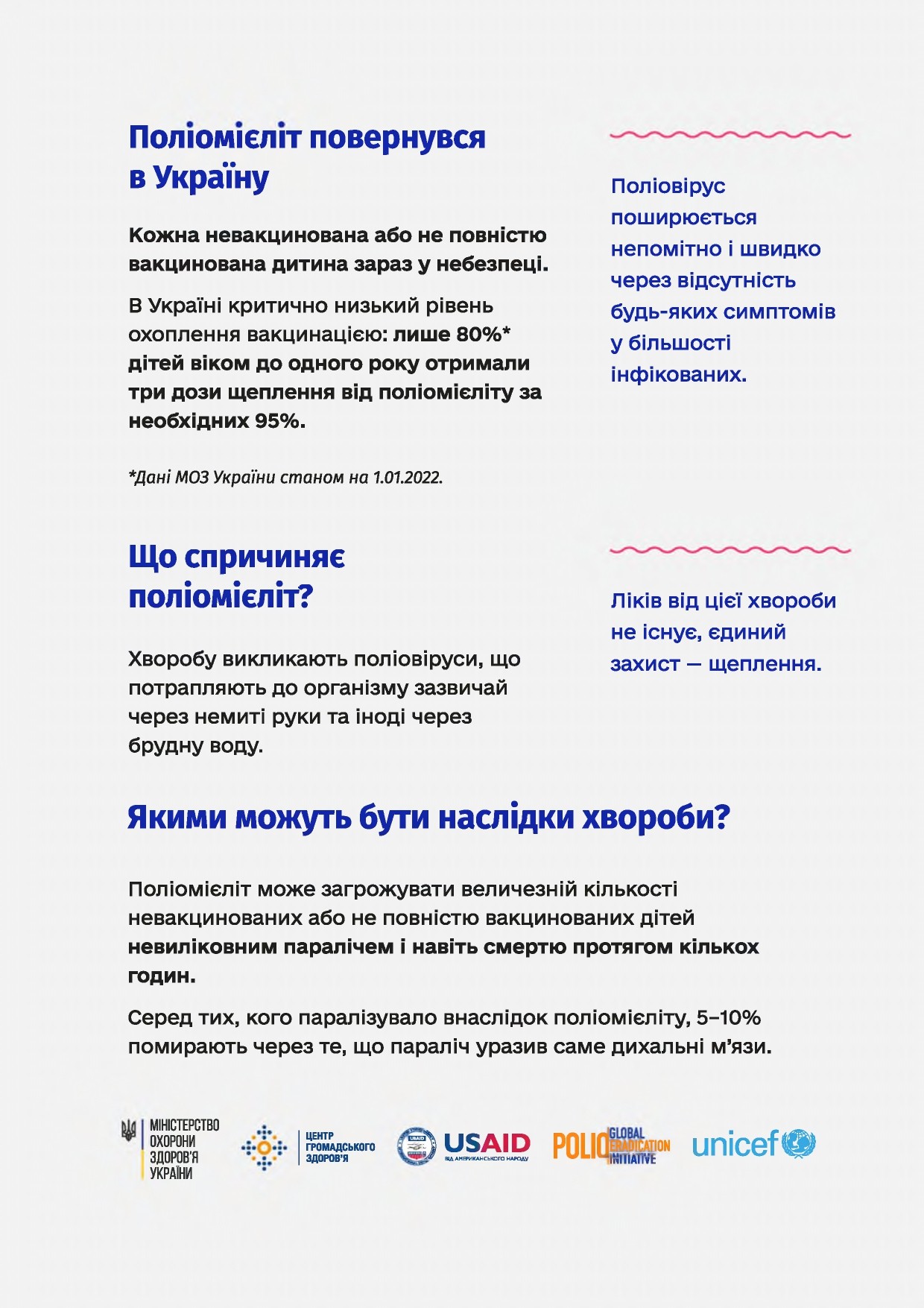 Захистіть дитину від невиліковного паралічу, спричиненого поліомієлітом!